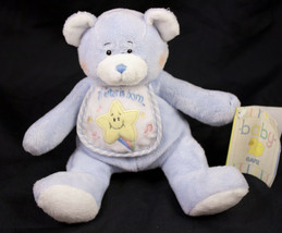 Baby Ganz Mirror Belly Teddy Bear Blue 9" Plush Rattle A Star Is Born Bib Lovey - $6.95