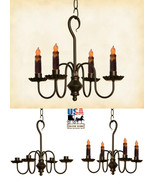COLONIAL &quot;PEPPERMILL&quot; METAL CANDLE CHANDELIER - 4 Arm Candelabra Handmad... - $171.47