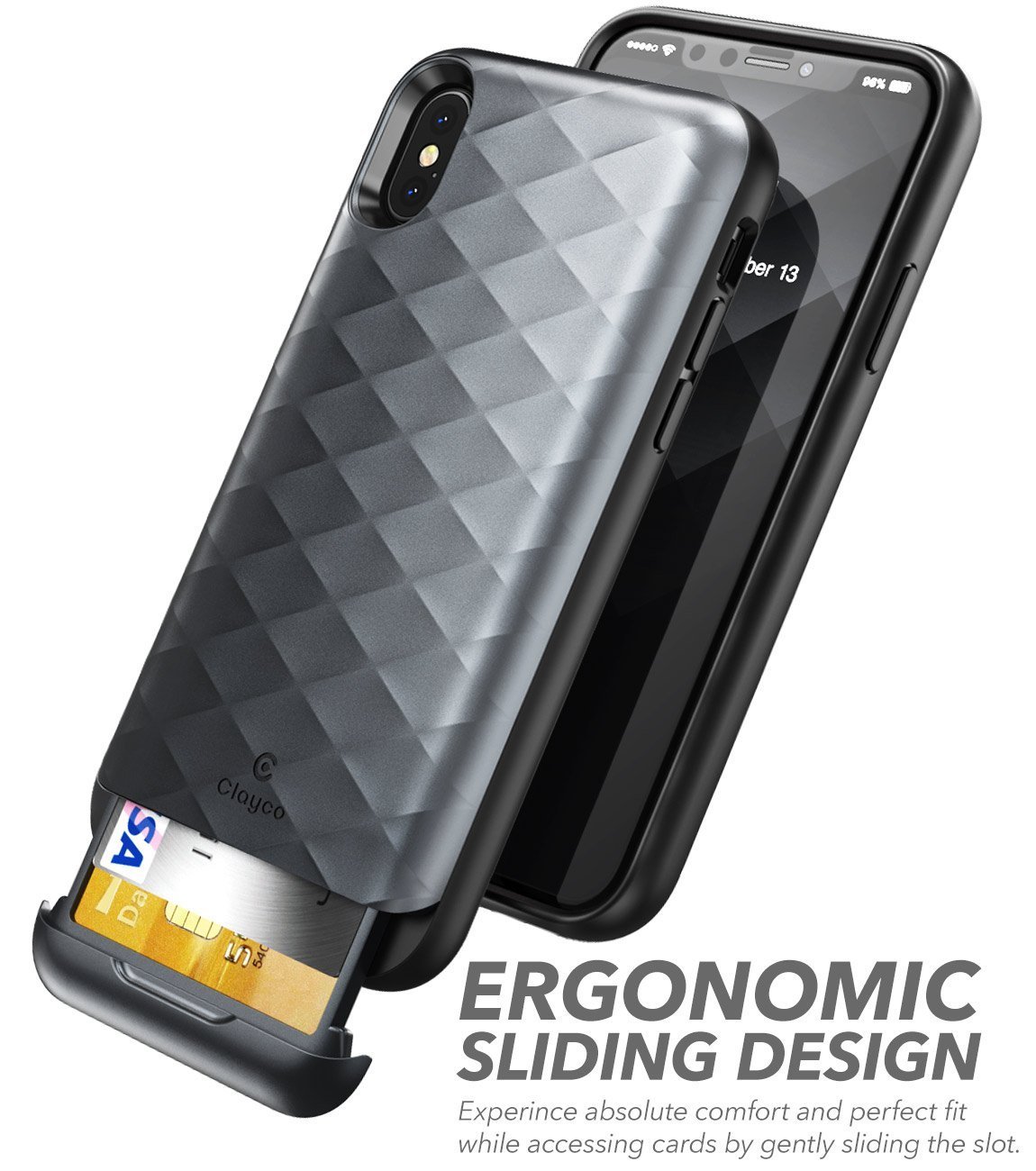 iPhone X Clayco [Argos Series] Premium Hybrid Protective Wallet Case