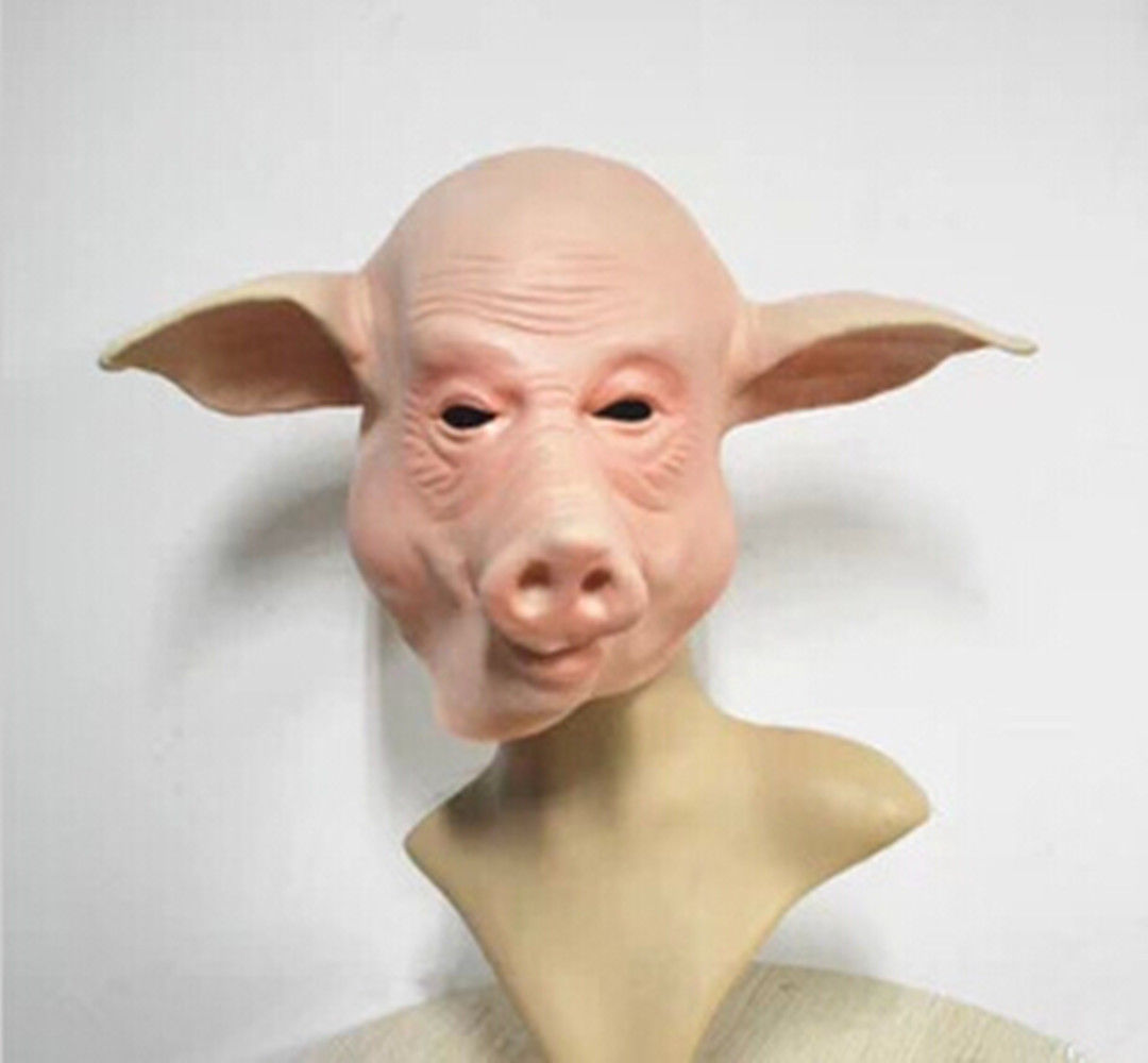 Pig Head Mask Rubber Latex Animal Costume Full Head Mask Halloween ...