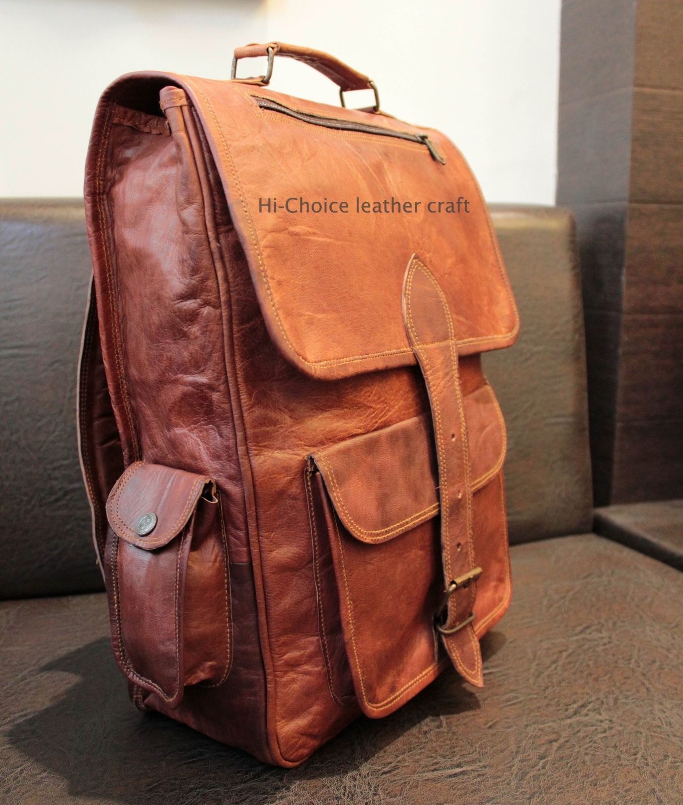 Genuine Leather Vintage Laptop Backpack Rucksack Messenger Bag Satchel