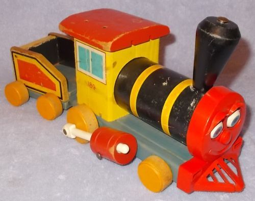 vintage fisher price wooden train