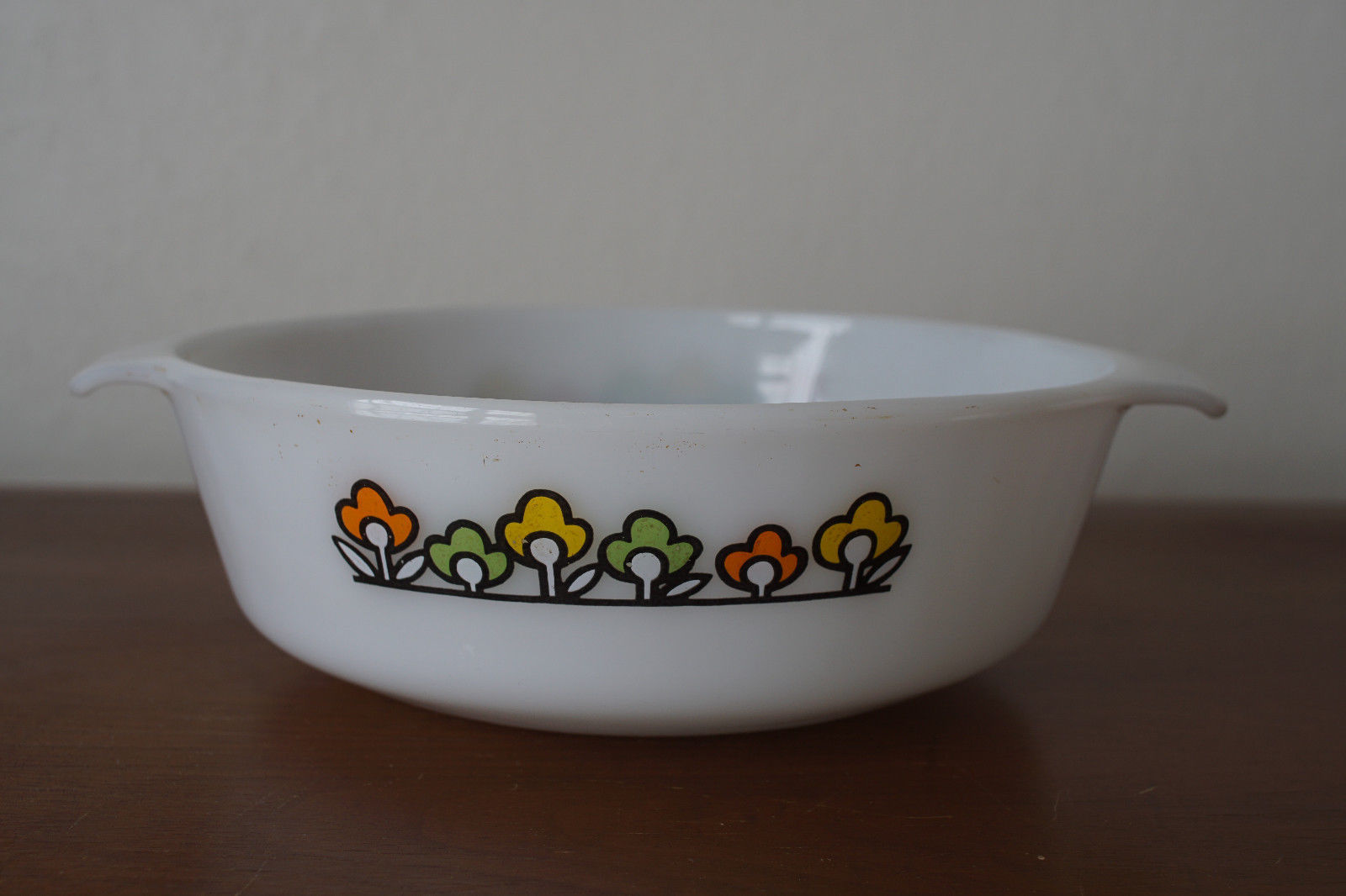 Vintage Fire King Anchor Hocking Milk Glass Pie Pan Summer Field Pie Plate Flower Pie Pan