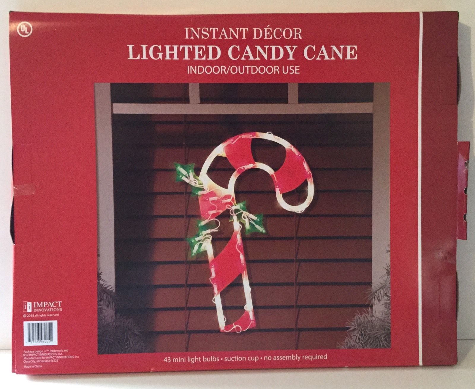 CANDY CANE SILHOUETTE Lighted Holiday Window Decoration Indoor