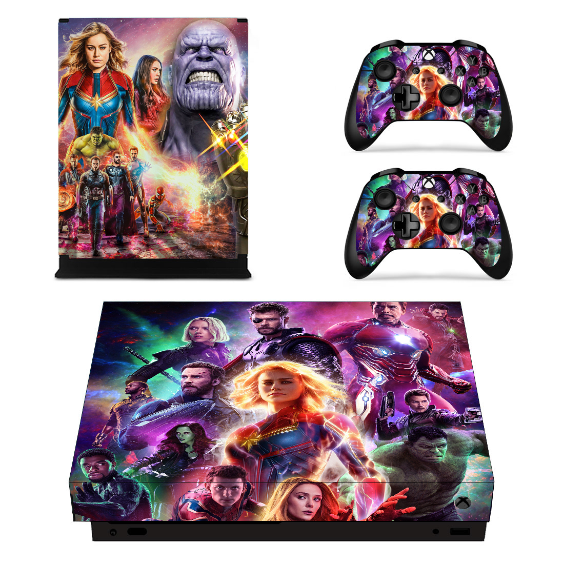 Xbox one X Console Controller Avengers Endgame Marvel Heroes Vinyl Skin Stickers Faceplates