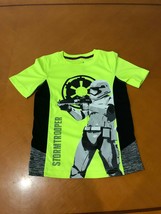 Boys Kids Star Wars &quot;Stormtrooper&quot; Neon Green Gray &amp; Black T-Shirt Size 7  - $9.89