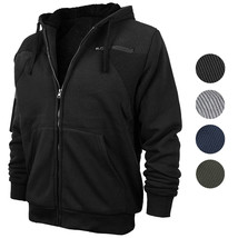 Men's Quilted Moto Sherpa Fleece Lined Zip Up Hoodie Jacket image 1