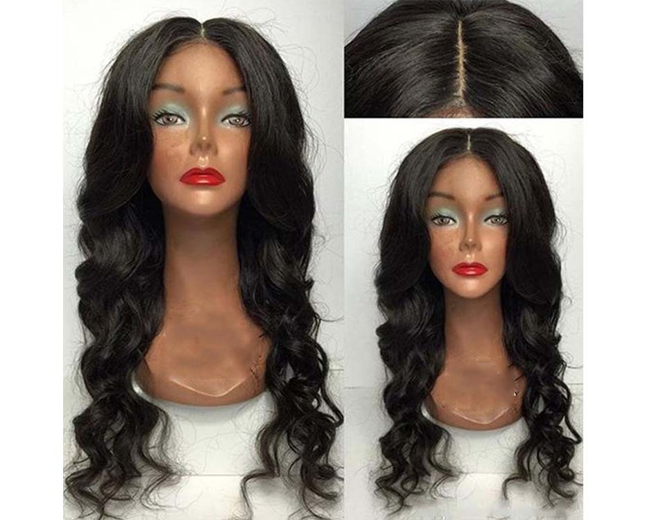 4x4 Silk Top Middle Part Loose Wave Brazilian Virgin Human Hiar Lace Front Wigs
