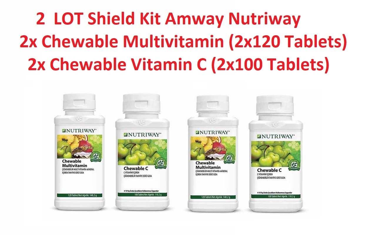 2 LOT Shield Kit Nutriway (2x Chewable Multivitamin, 2x Chewable Vitamin C) NEW