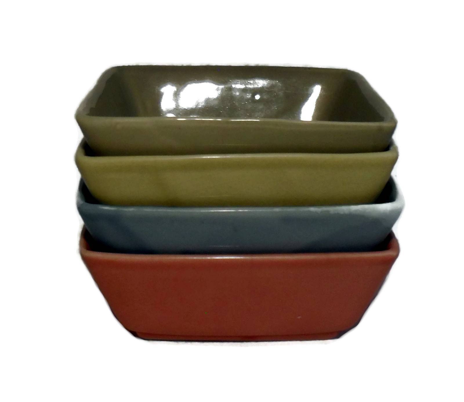 Mid Century Set 4 Spring Colored Ceramic Ramekins 1960s