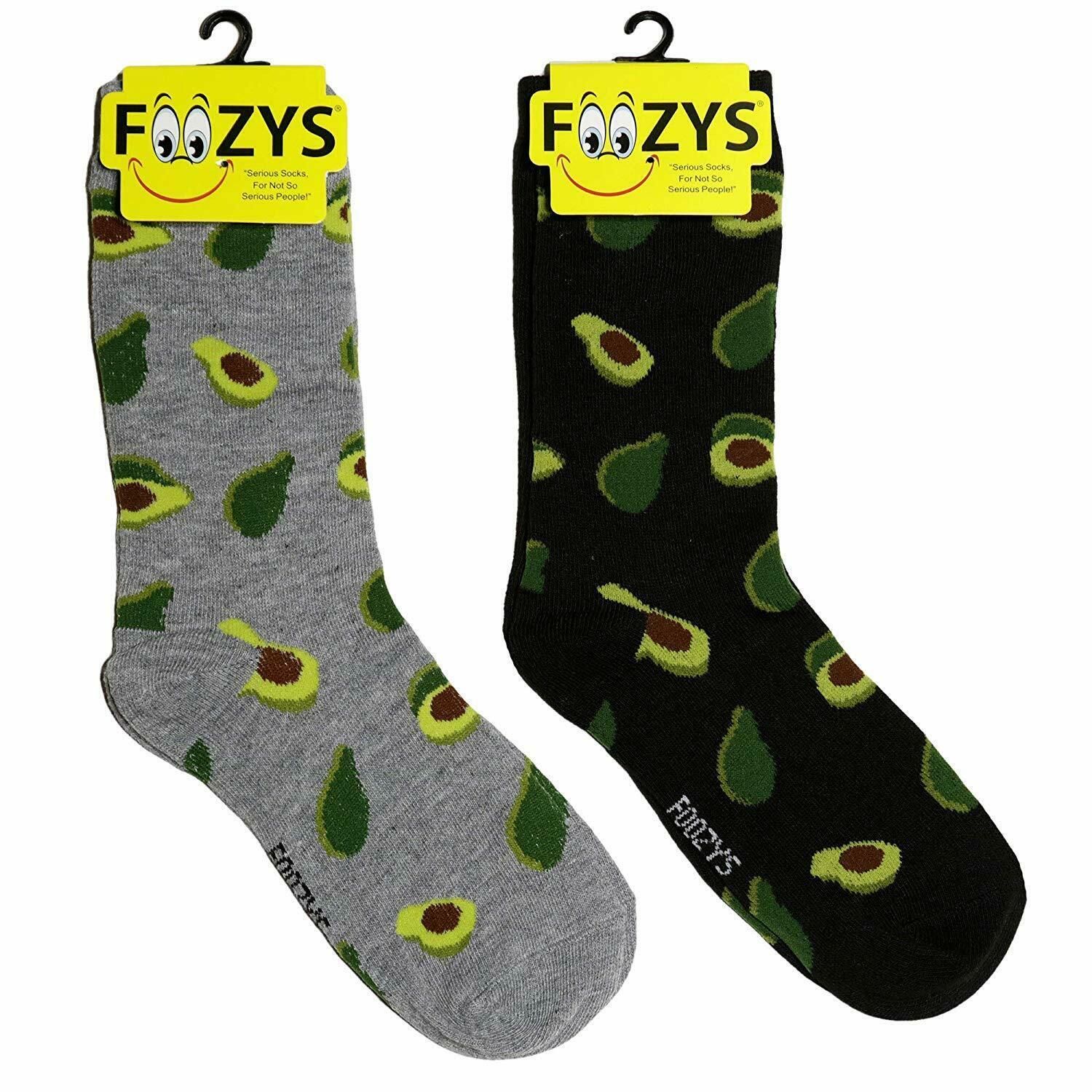Avocado Healthy Fruit Guacamole Fun Novelty Crew Socks Foozys Women's 2 Pair