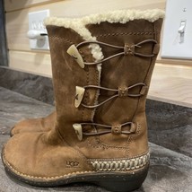 Women's Ugg Kona Leather Shearling Lined Mid Calf Boots Size 7 SN 5156 - $32.37