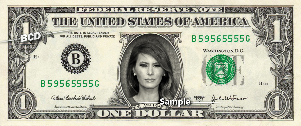 MELANIA TRUMP on a REAL Dollar Bill Cash Money Collectible Memorabilia ...