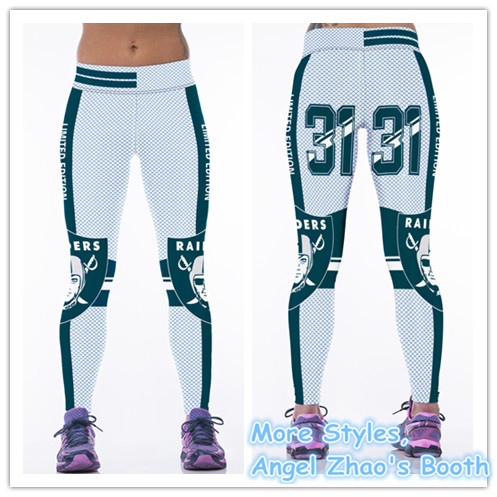 Women Oakland Raiders Leggings NFL Glalaxy Sportswear Workout Yoga Gym Pants