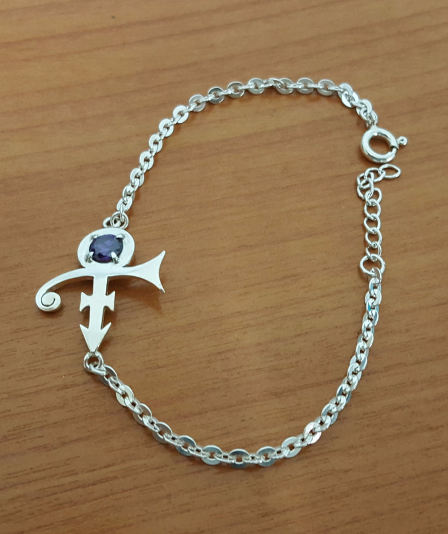 Bracelet - With Purple Stone - Love - Remembrance Symbol - 925 Silver