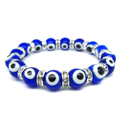 Evil Eye Murano Glass Bead Protection Bracelet in Blue - Protection Jewelry