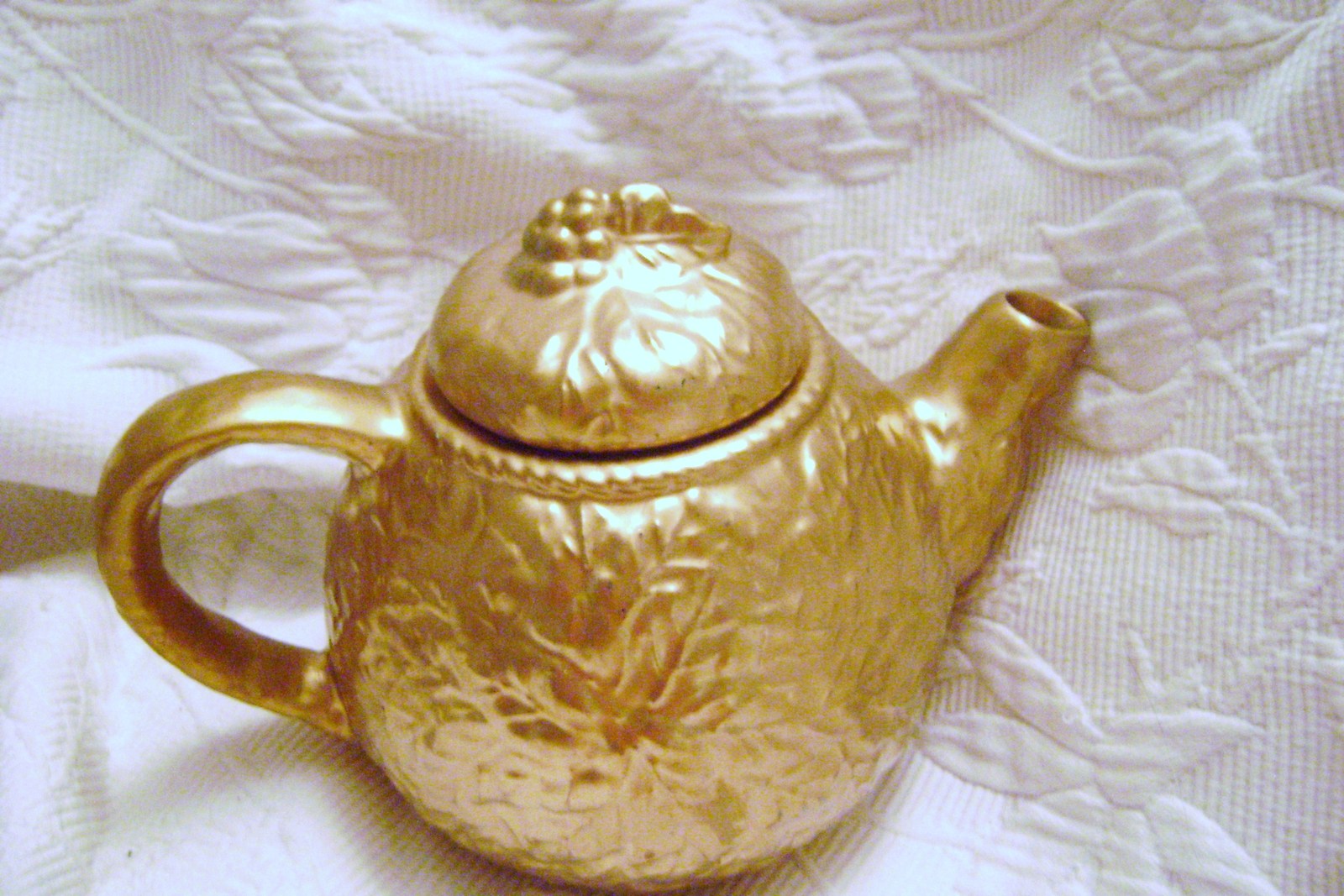 Primary image for Ceramic Gold Teapot with Azure Blue Interior