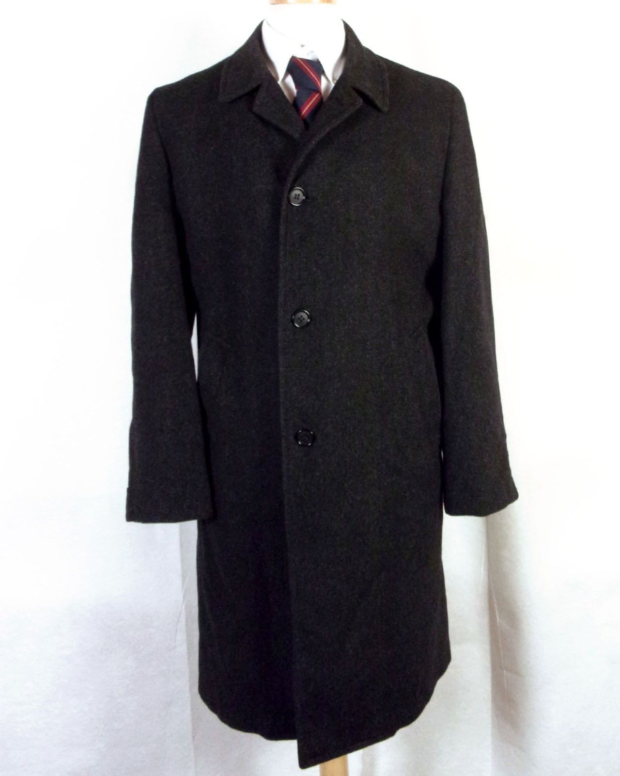 vtg 50s Burnbrae Velour Gray 100% Wool Tweed Herringbone Overcoat Top ...