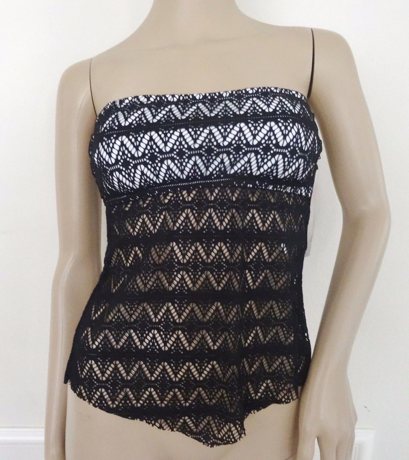 Nwt Hula Honey Strapless Crocheted Swimsuit Tankini Top Sz S Small