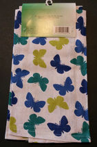 BUTTERFLY TEA TOWELS Set of 2 Blue Green Butterflies Kitchen Towel NEW image 3