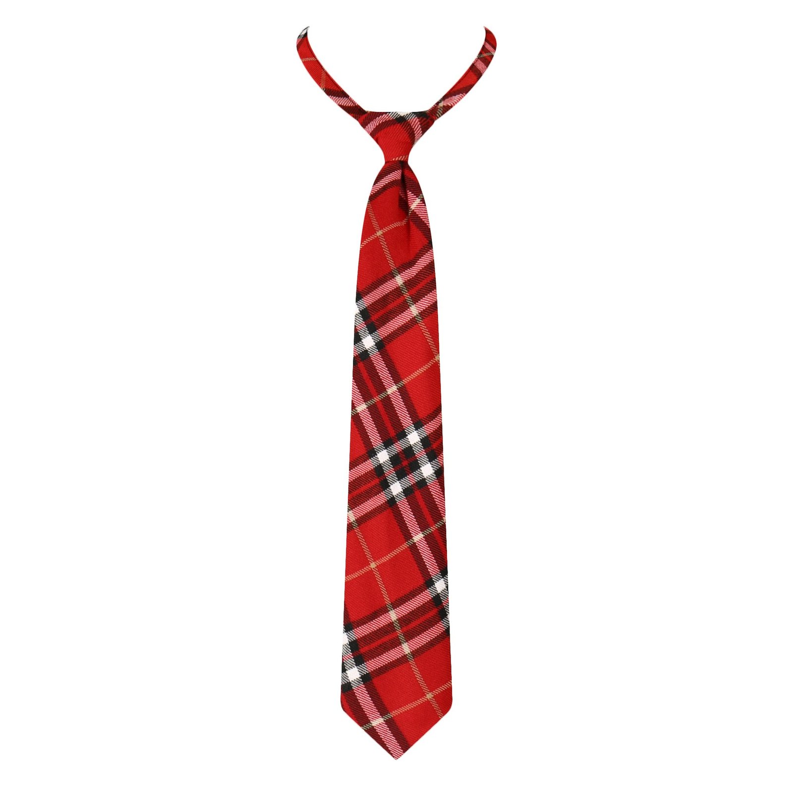 Beautifulfashionlife Unisex Pre-Tied Adjustable Tartan tie (Necktie, Red white)