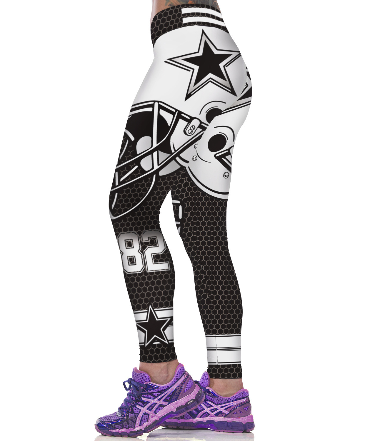 Women Dallas Cowboys Black Leggings Athletic Tights Yoga NFL Digital ...