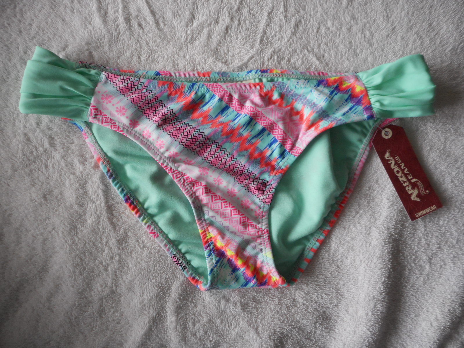 L Arizona Adjustable Hipster Swim Bottoms Knockout Pink Juniors Size M XL