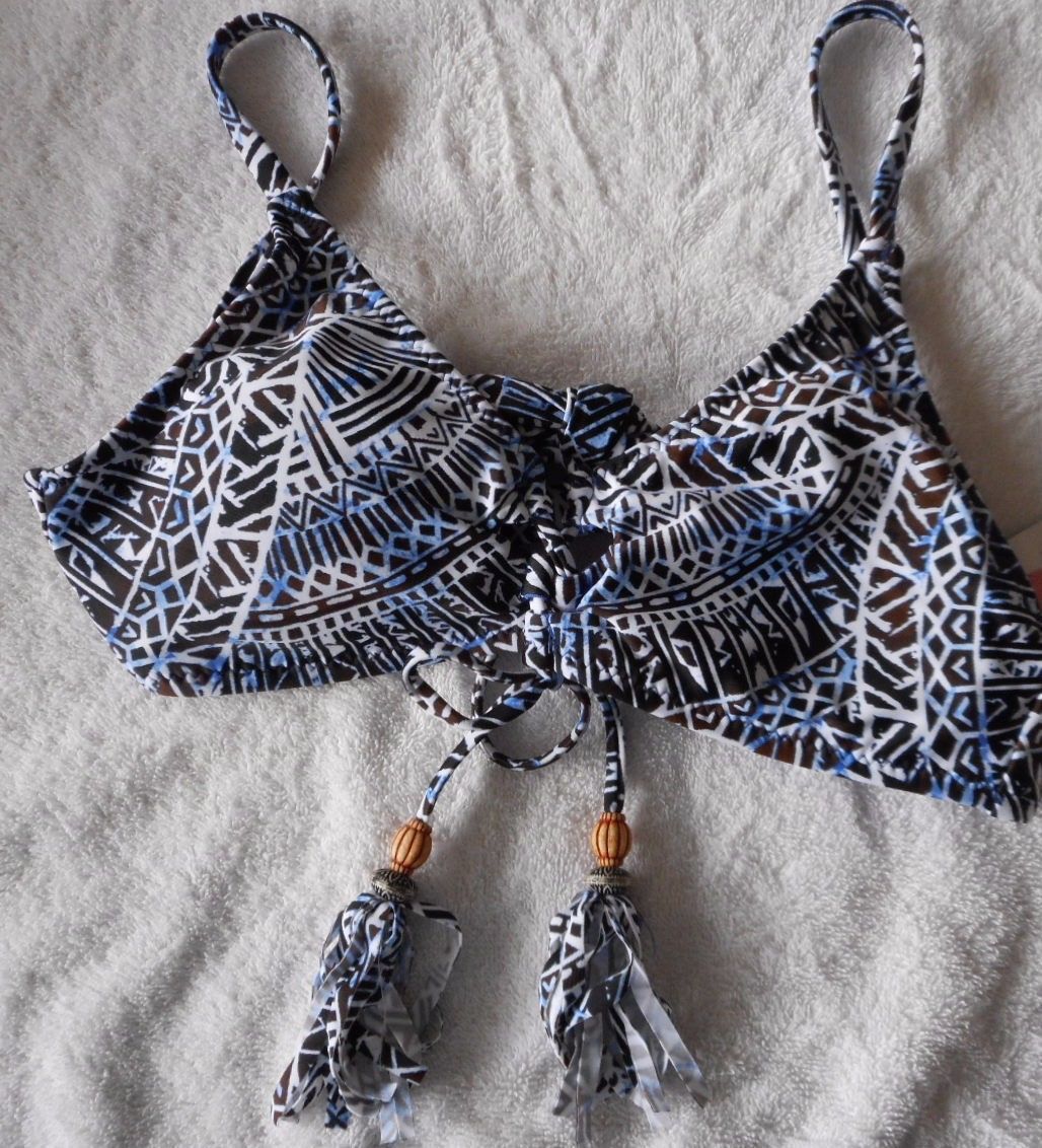 Women's a.n.a. Batik Print Halter Swim Top Blue Black Size Small NEW $46