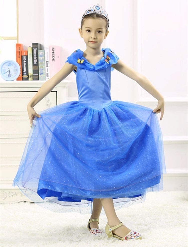 Cinderella Princess Butterfly Party Dress kids Costume Dress for girls 2-10 Y