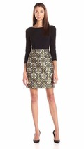 Adrianna Papell Women's Three-Quarter Sleeve Printed-Skirt Combo Dress size 2 - $36.58
