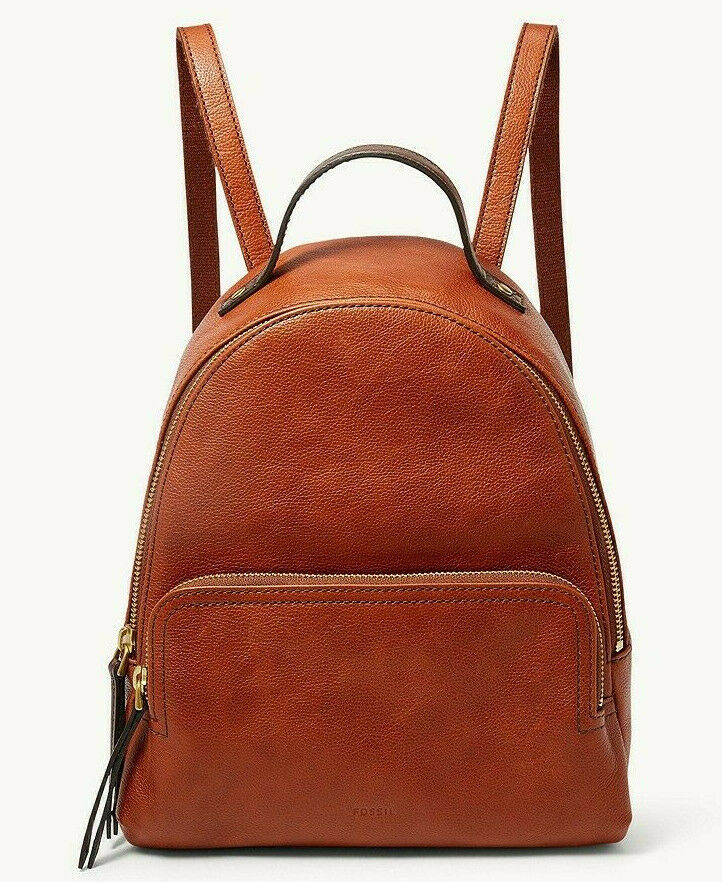 NWB Fossil Felicity Backpack Brandy Leather SHB2107213 Brown $168 Dust Bag FS