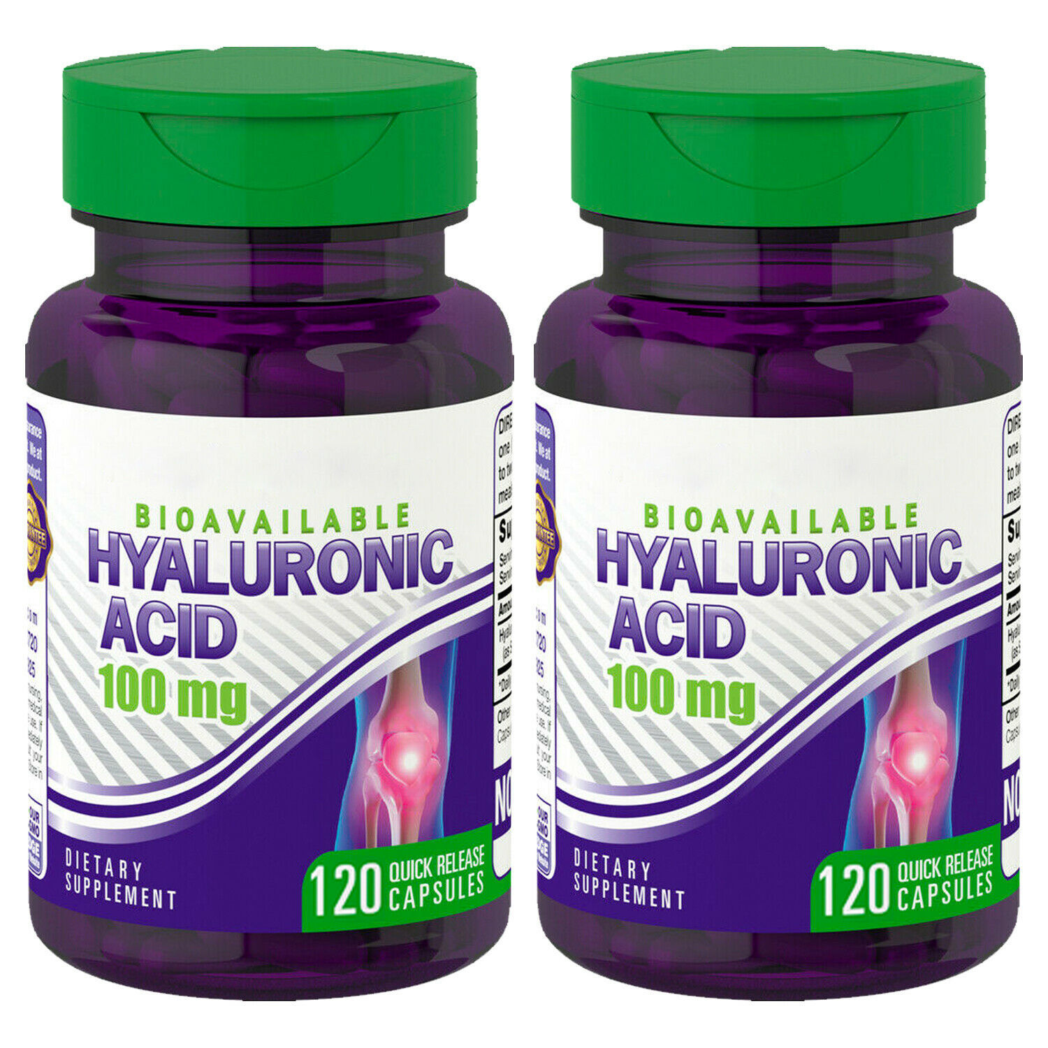 Piping Rock Hyaluronic Acid 100mg 2X120 Capsules Joint Formula NonGMO