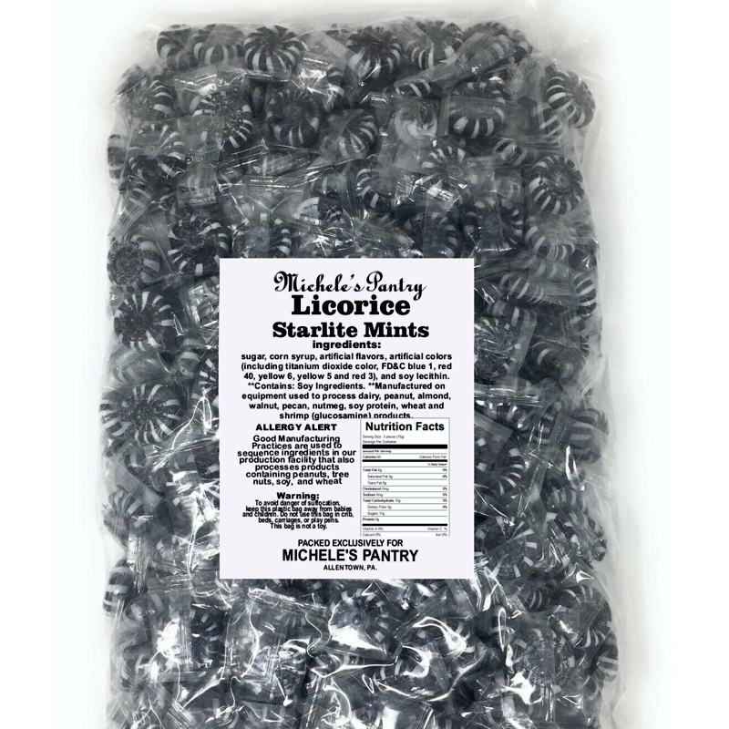 Licorice Starlight Mints Hard candy bulk wrapped candy 4 Lbs. Starlite