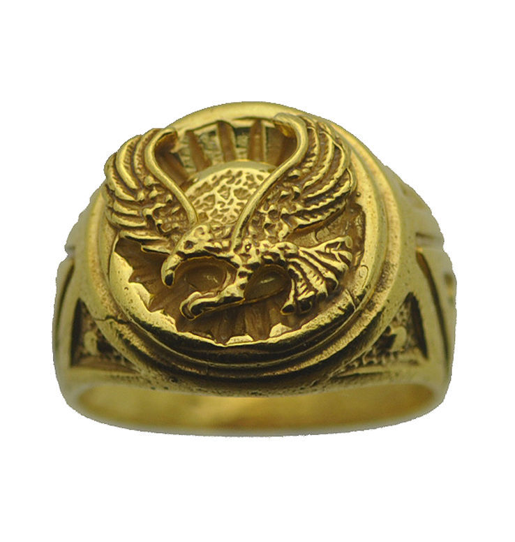 New Authentic 10K Yellow Gold Eagle Jewelry ring Pick your size Heavy ...