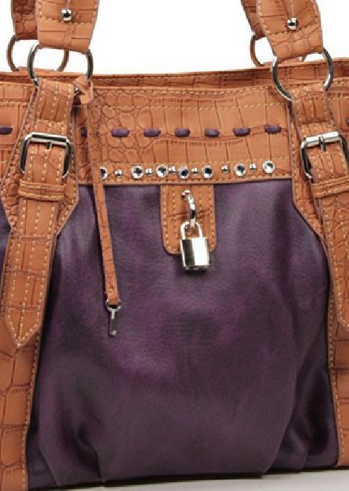 Purple Rhinestone Fashion Large Handbag Handbags & Purses