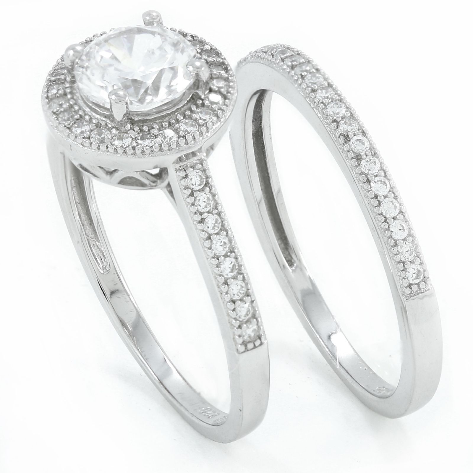 .925 sterling silver round cut simulated diamond engagement wedding