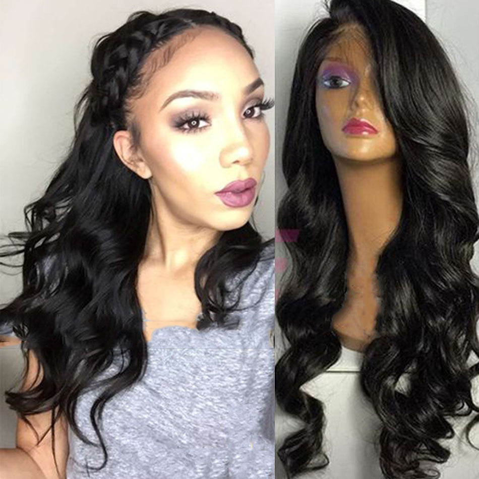 Loose Wave Front Lace Wigs with Baby Hair Peruvian Virgin Hair Can Be Dyed
