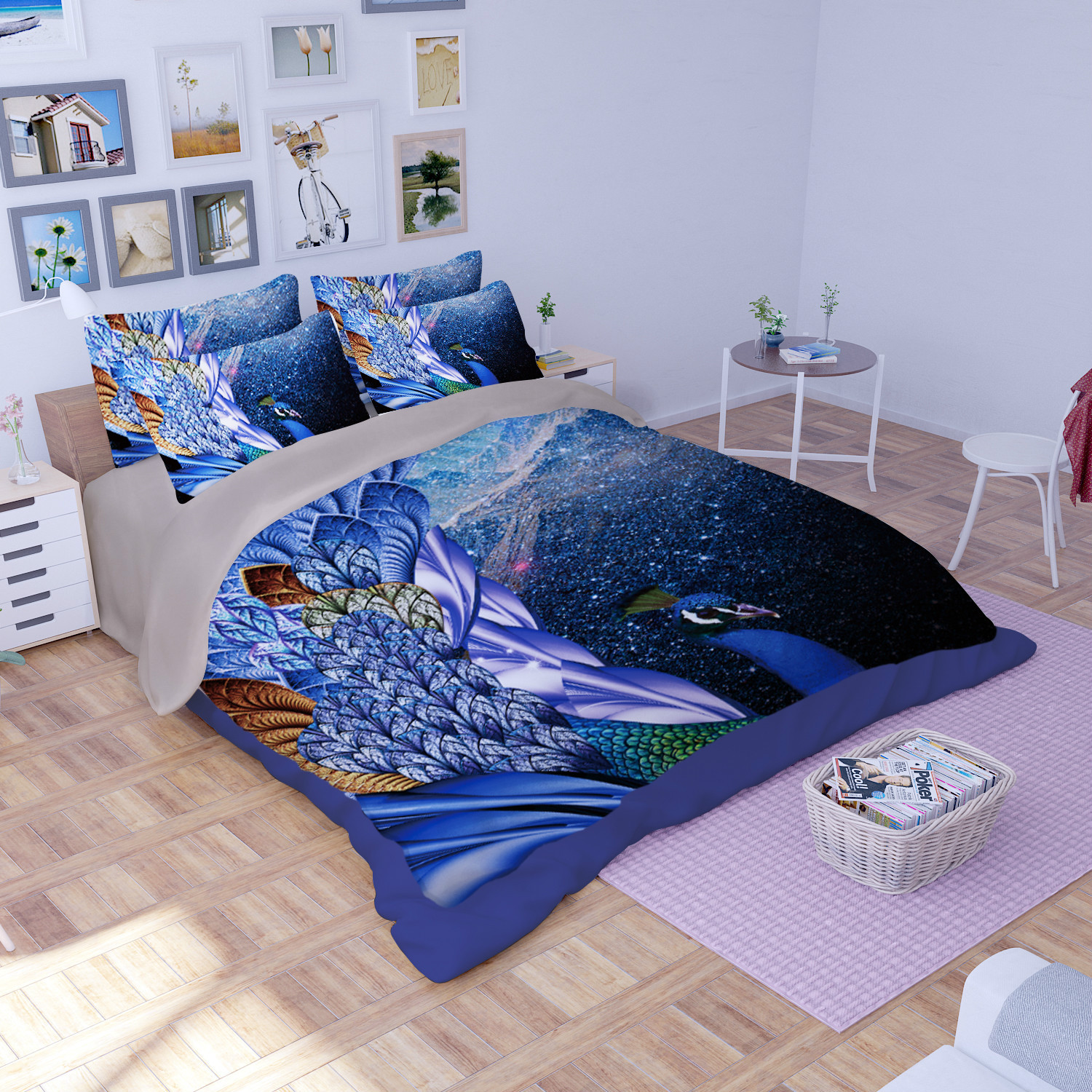 Microfiber 3D Printing Bedding Sets,Peacock Bedding sets,Kid's bedding ...