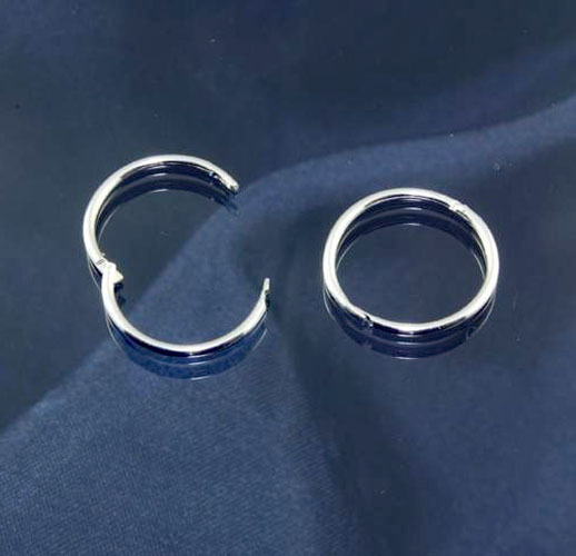 12mm Sleeper Hinged Hoop Earrings in Solid .925 Sterling Silver, Non ...