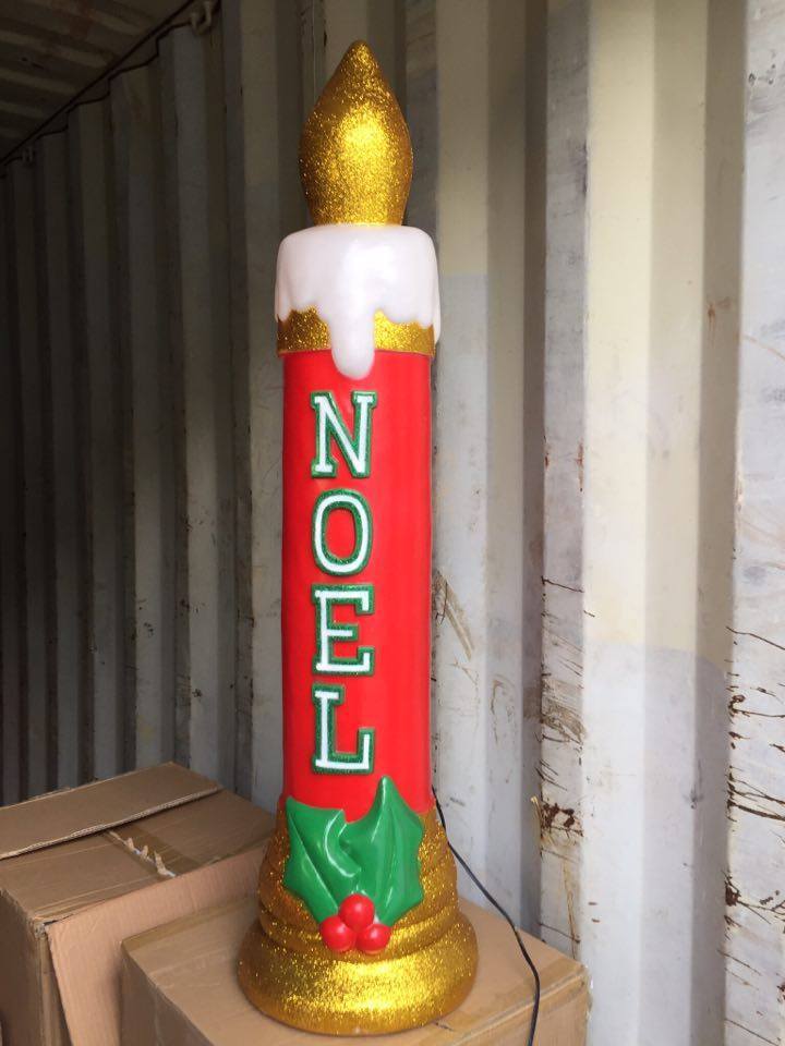 RARE! HTF! Christmas red noel candle blow mold yard decor plastic light ...