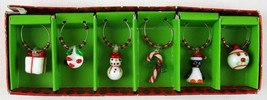 Pier 1 One Imports Set of 6 Christmas Holiday Drink Wine Glass Charms Ma... - $11.99