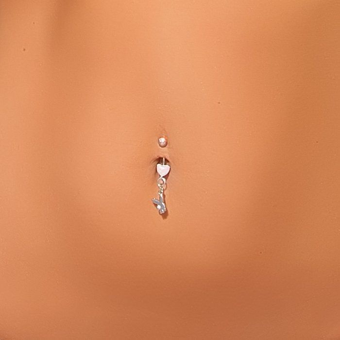 Pupick Bellybutton Ring Body Piercing Jewelry Rose Gold Surgical Steel Double Crystal Jeweled Navel Banana 14g Multiple Style 