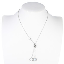 Silver Tone Circular Necklace With Faux Mother of Pearl Inlay - $26.99