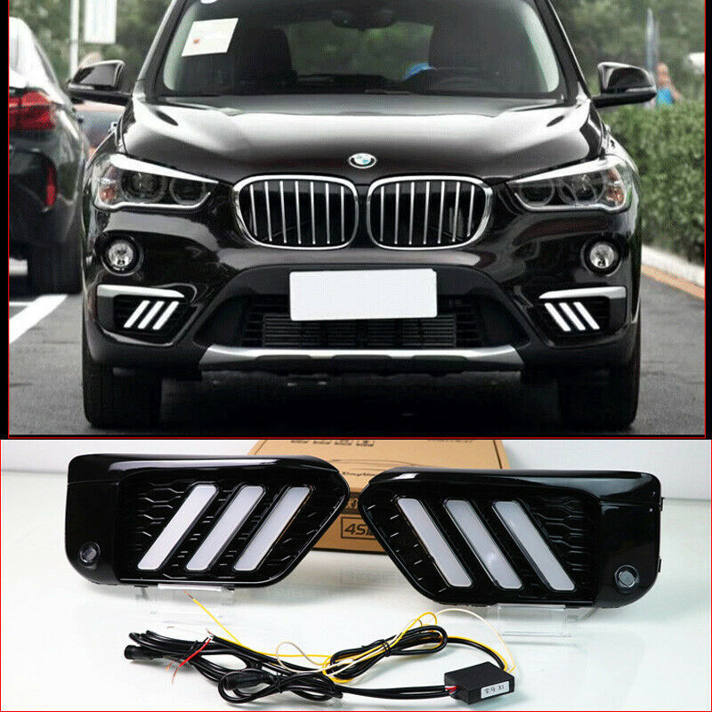 2pcs For BMW X1 20152019 Car LED Daytime Running Light White+Yellow
