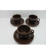 Homer Laughlin Fiesta Chocolate Brown Set Of 3 Cups And 3 Saucers  Nice - $24.50