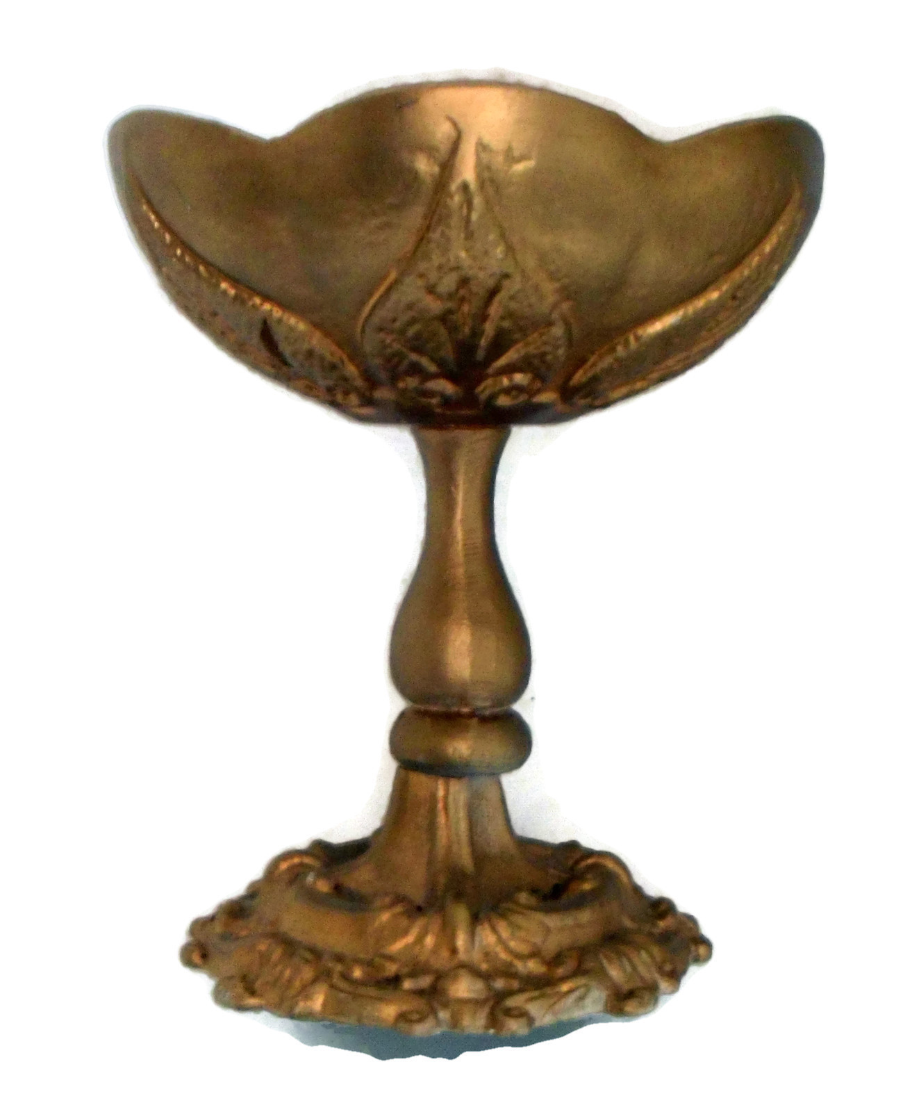 Vintage Metal Compote Vase Gold Vases