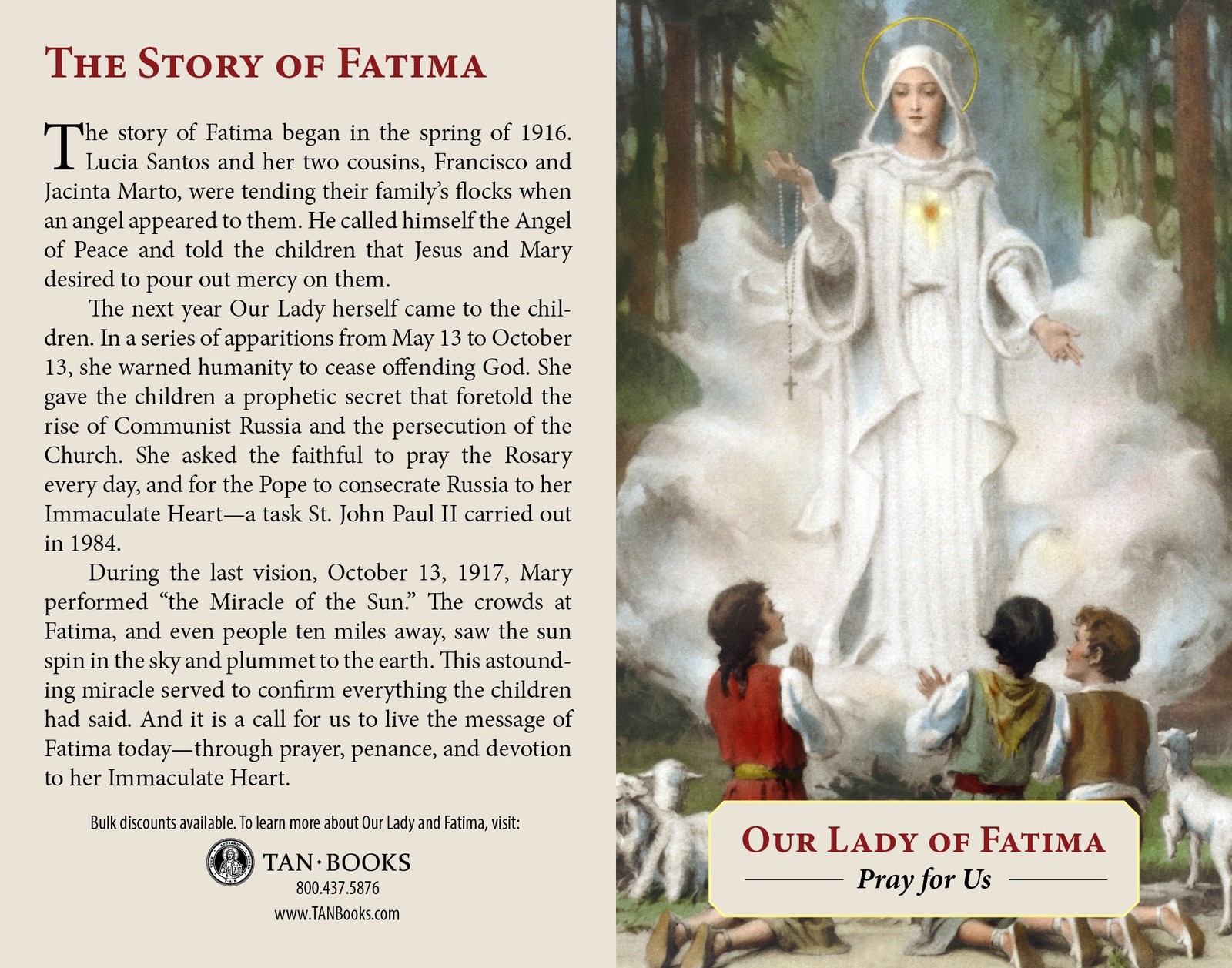 Our Lady Of Fatima Prayer Card Holy Cards