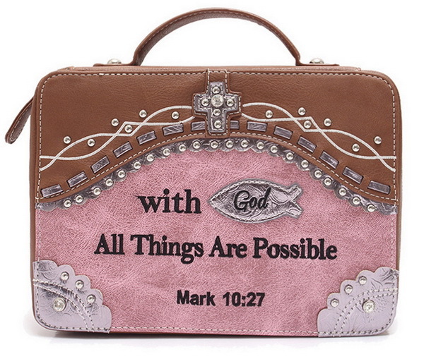 Blancho Womens Possible PU Leather Bible Cover Case Bible Cover Pink