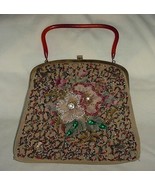 Vintage Soure New York Mid Century Purse Handbag Bead &amp; Jewel Floral Design - $45.00