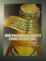 1986 Miller High Life Beer Ad - Promise of Purity - $14.99